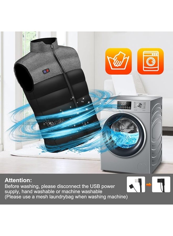 فيست (سترة) تدفئة كهربائية للرجال بـ 4 مناطق حرارية - 3 مستويات لدرجة الحرارة - سترة حرارية USB خفيفة للصيد والتزلج والعمل الخارجي (بدون بطارية) - Image 4